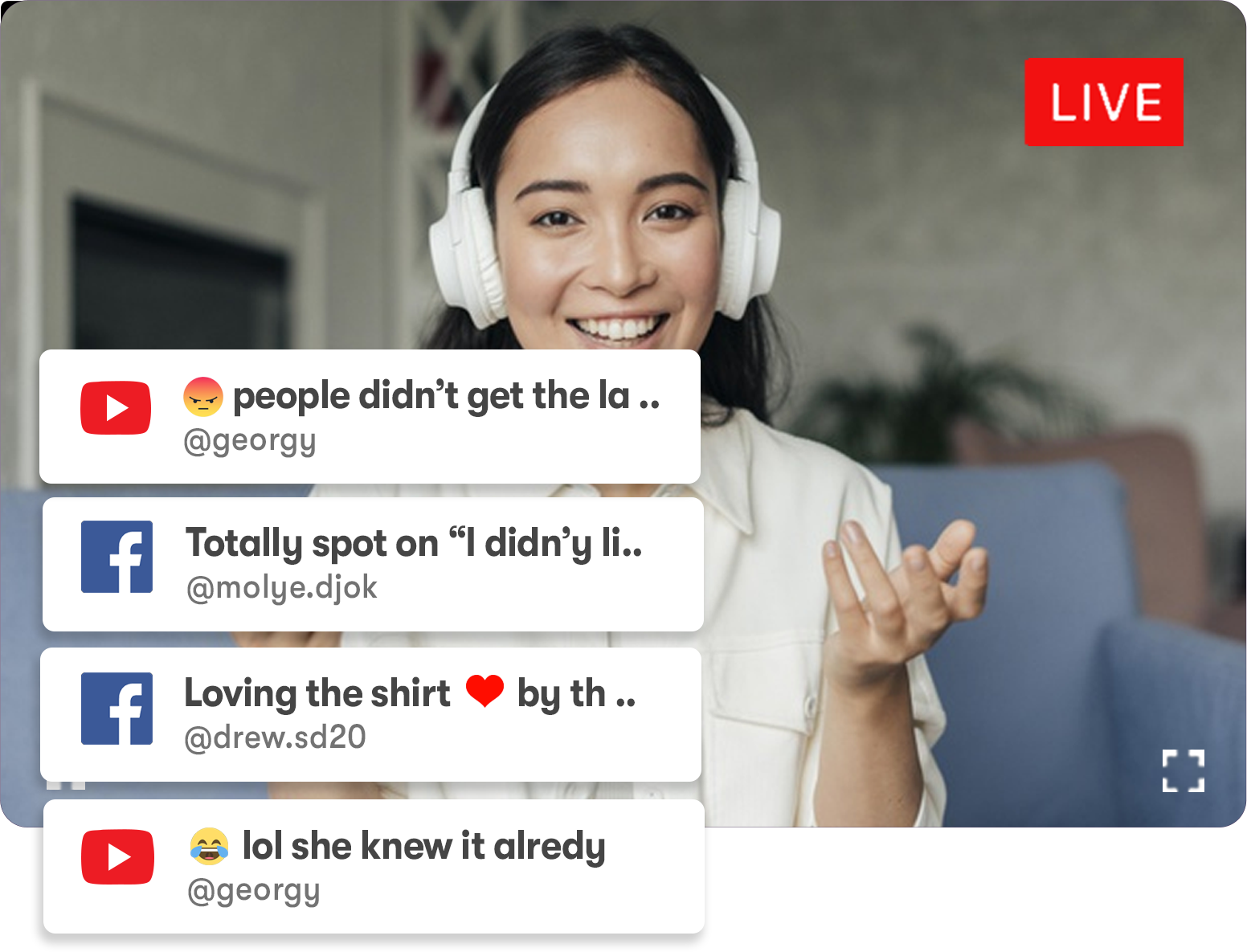 Seamless Integration with Facebook Pages, Twitch, Youtube Channels